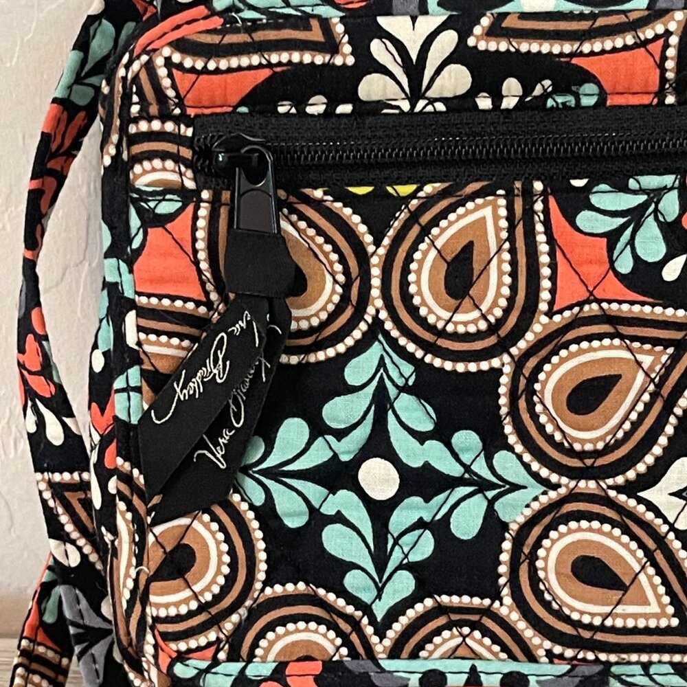 Vera Bradley Crossbody Bag On The Go Sierra Black Coral Turquoise - Picture 9 of 11